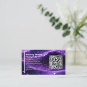 De Visite Carte professionnelle violette moderne avec code Q (Debout devant)
