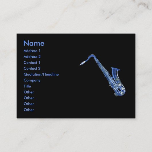 De Visite Carte profil bleu saxophone (Devant)