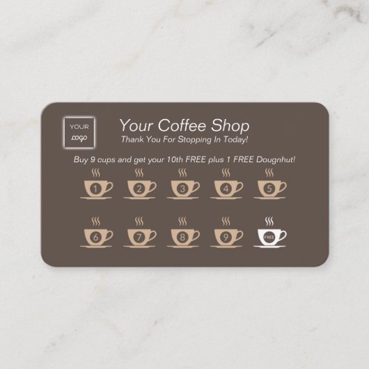 De Visite Carte Punch Loyalty Rewards - Café Shops & Café's (Devant)