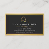 De Visite Carte QR Code Peintre Maison Métal Doré (Devant)
