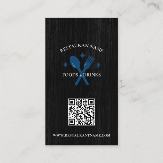 De Visite Carte QRCode Bois Texturé Logo du restaurant Rusti (Devant)