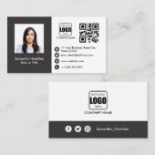 De Visite Carte QRCode professionnelle - Gris photo (Devant / Derrière)