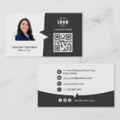 De Visite Carte QRCode professionnelle - Gris photo (Devant / Derrière)