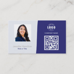 De Visite Carte QRCode professionnelle photo bleu gris