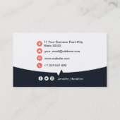 De Visite Carte QRCode professionnelle photo bleu marine rou (Dos)