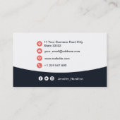 De Visite Carte QRCode professionnelle photo bleu marine rou (Dos)