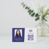 De Visite Carte QRCode professionnelle photo bleu orange (Debout devant)