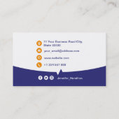 De Visite Carte QRCode professionnelle photo bleu orange (Dos)