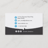 De Visite Carte QRCode professionnelle photo gris bleu (Dos)