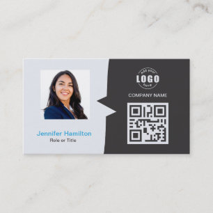 De Visite Carte QRCode professionnelle photo gris bleu