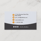 De Visite Carte QRCode professionnelle photo gris orange (Dos)