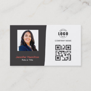 De Visite Carte QRCode professionnelle photo gris rouge
