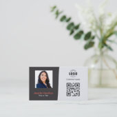 De Visite Carte QRCode professionnelle photo gris rouge (Debout devant)