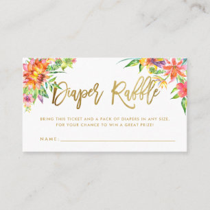 De Visite Carte Raffle Tropical Watercolor Gold Script Diape