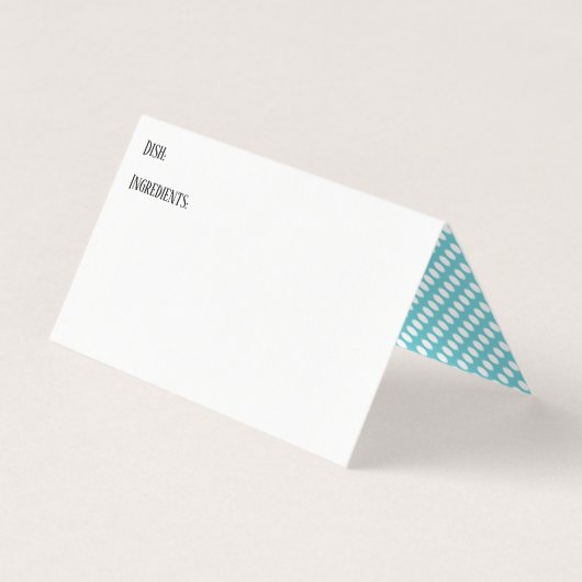 De Visite Carte Recette Plat Potluck Polka Blanc Turquoise (Devant)