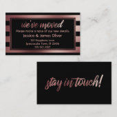 De Visite Carte rose Gold Ombre Stripes "We ve Moved" (Devant / Derrière)