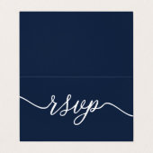 De Visite Carte RSVP bleu et blanc marine, simple script et (Extérieur déplié)