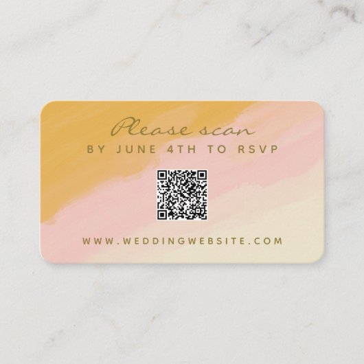 De Visite Carte RSVP Budget Aquarelle rose Jaune QR Code (Devant)