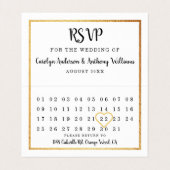 De Visite Carte RSVP Calendrier Gold moderne (Intérieur déplié)