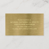 De Visite Carte RSVP Faux Gold Metal Texture (Dos)