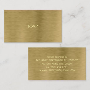 De Visite Carte RSVP Faux Gold Metal Texture