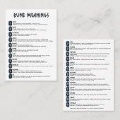 De Visite Carte Rune Symboles Et Significations (Devant / Derrière)