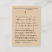 De Visite Carte Sainte du Mémorial funéraire catholique Vier (Dos)