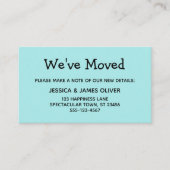 De Visite Carte simple, Décontractée, Turquoise "We've Moved (Devant)