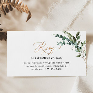 De Visite Carte simple Rustic Green Mariage Gold