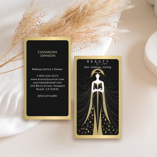 De Visite Carte Tarot Maquillage Coiffeur Esthétique Noir