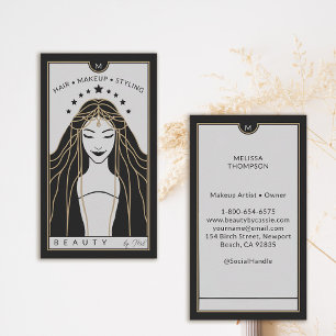 De Visite Carte Tarot Maquillage Coiffeur Monogram Gold Blac