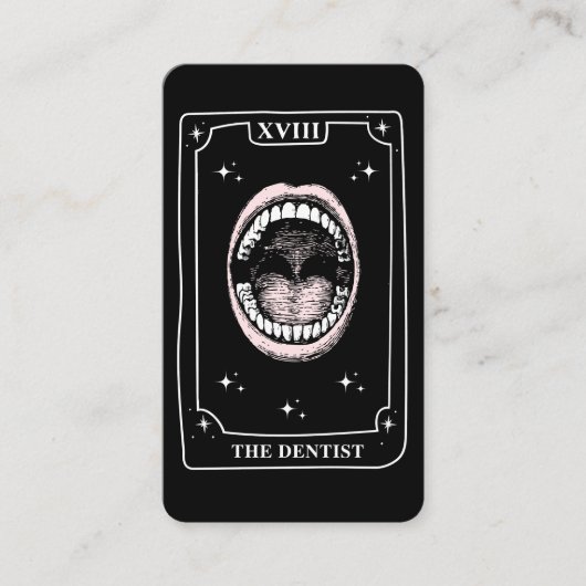 De Visite Carte Tarot Mystique Dentiste noir et blanc (Devant)