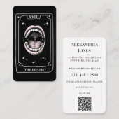 De Visite Carte Tarot Mystique Dentiste noir et blanc (Devant / Derrière)
