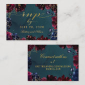 De Visite Carte turquoise Bordeaux Sapphire Jewel Tone RSVP  (Devant / Derrière)