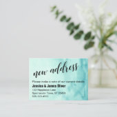 De Visite Carte turquoise Ombre Watercolor Nouvelle adresse (Debout devant)
