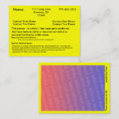 De Visite Carte vigilante autiste V2 (Devant / Derrière)