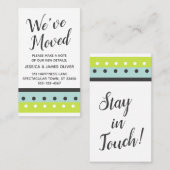 De Visite Carte "We have Moved" en chaux, bleu et gris foncé (Devant / Derrière)