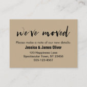 De Visite Carte "We have Moved" sur sable chaud avec police (Devant)