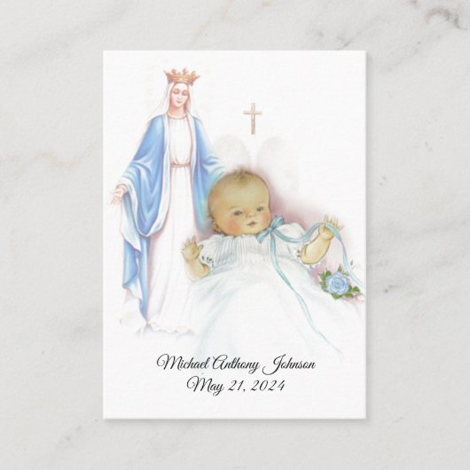 De Visite Catholique Baby Boy Baptismal Souvenir Carte Saint (Devant)