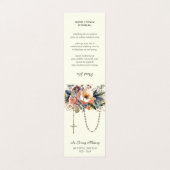 De Visite Catholique Funéraire Floral Rosaire Prière Carte S (Extérieur déplié)