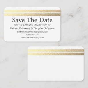 De Visite Chic Gold Foil Stripes Enregistrer La Carte Date