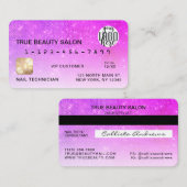 De Visite Chic Neon Magenta Sequin Parties scintillant Carte (Devant / Derrière)