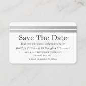 De Visite Chic Silver Foil Stripes Enregistrer La Carte Date (Devant)