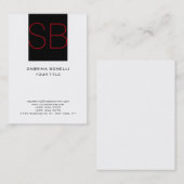De Visite Chubby Monogramme noir blanc rouge mignonne Carte (Devant / Derrière)