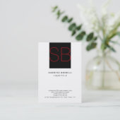 De Visite Chubby Monogramme noir blanc rouge mignonne Carte (Debout devant)