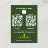 De Visite Code QR Avis Entreprise Verte GOOGLE et YELP Carte (Devant)