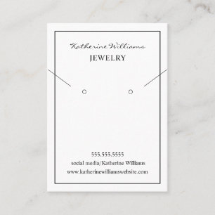 De Visite Collier blanc simple et carte d'affichage