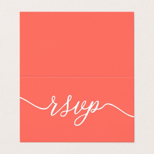 De Visite Corail, script simple et photo carte RSVP (Extérieur déplié)