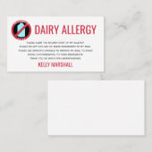 De Visite Dairy Allergie Alert Restaurant Carte Chef (Devant / Derrière)