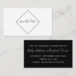 De Visite Diamant noir et blanc Enregistrer la carte Date
